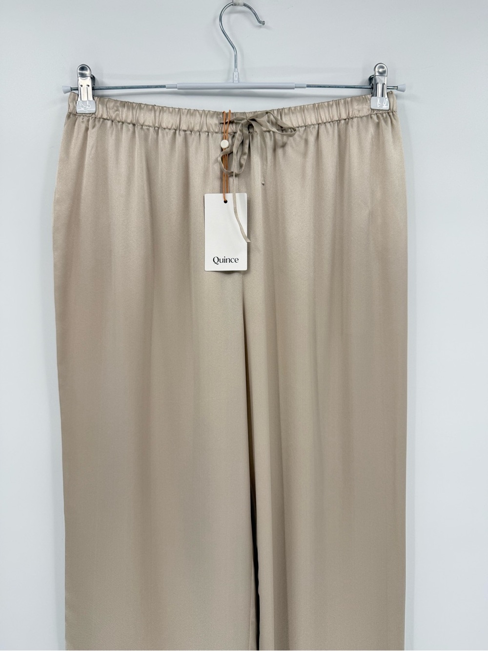Quince 100% Silk Drawstring Wide Leg Pant in Champagne Size M - Picture 6 of 14